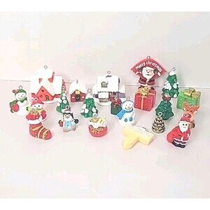 Lot of 21 Assorted Mini Plastic Christmas Ornaments - Unbranded